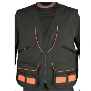 MASSERIA - Gilet da Caccia Masseria art 14 Impermeabile Verde/Arancio Fluo